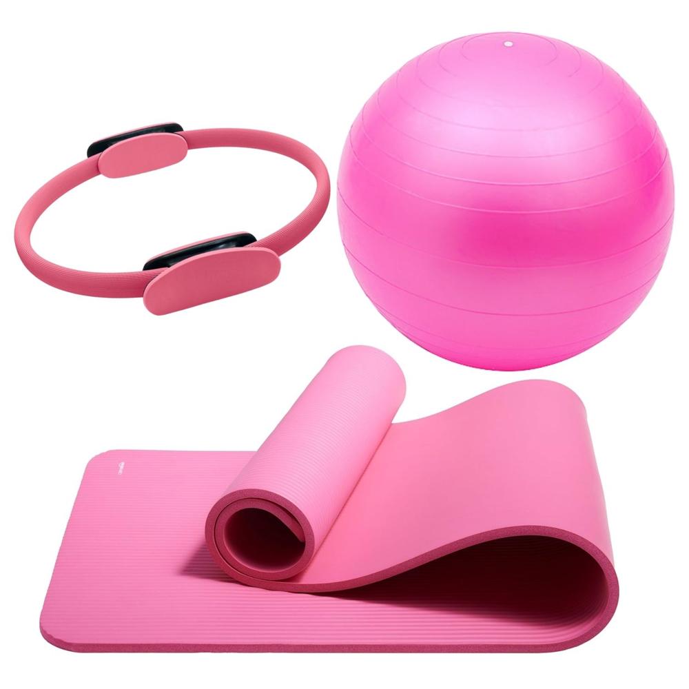 Set Mat de Yoga 10mm + Pelota de Yoga 65cm + Aro de Pilates