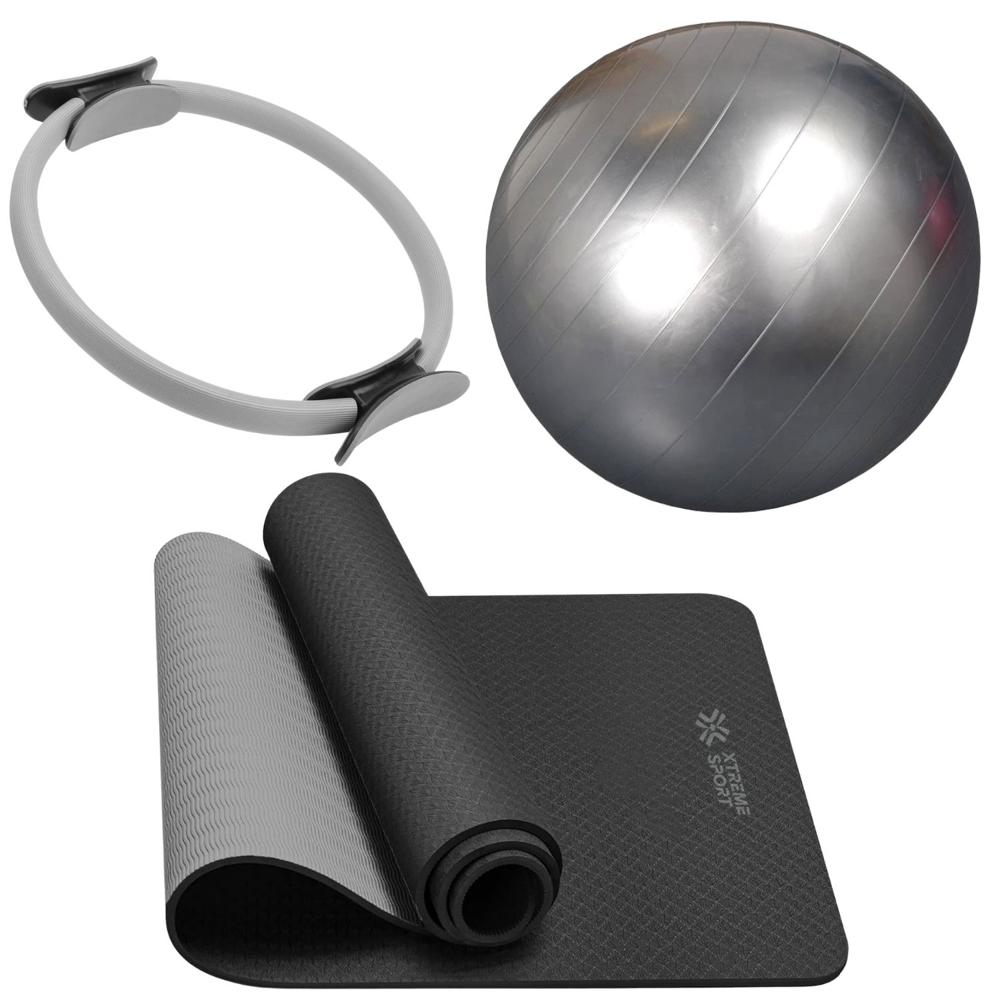 Set Mat de Yoga 4mm + Pelota de Yoga 55cm + Aro de Pilates
