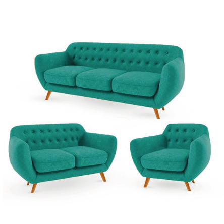 Juego de Sala Vintage 3 2 1 Antuane Turquesa