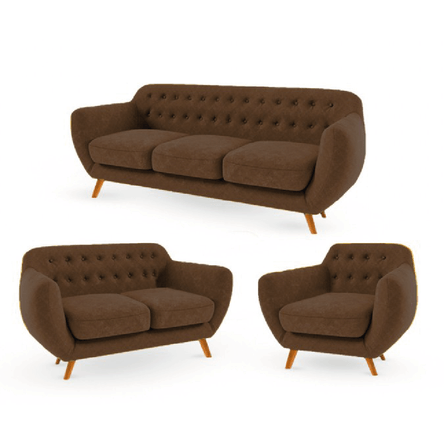 Juego de Sala Vintage 3 2 1 Antuane Marrón Juego de Sala Vintage 3 2 1 Antuane Marrón