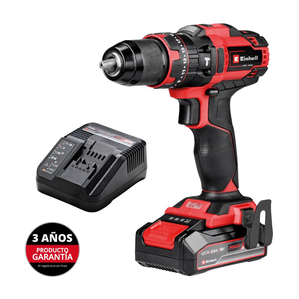 Taladro Percutor Inalámbrico Einhell TE-CD 18/44 Li-i + Bateria 2.5 Ah