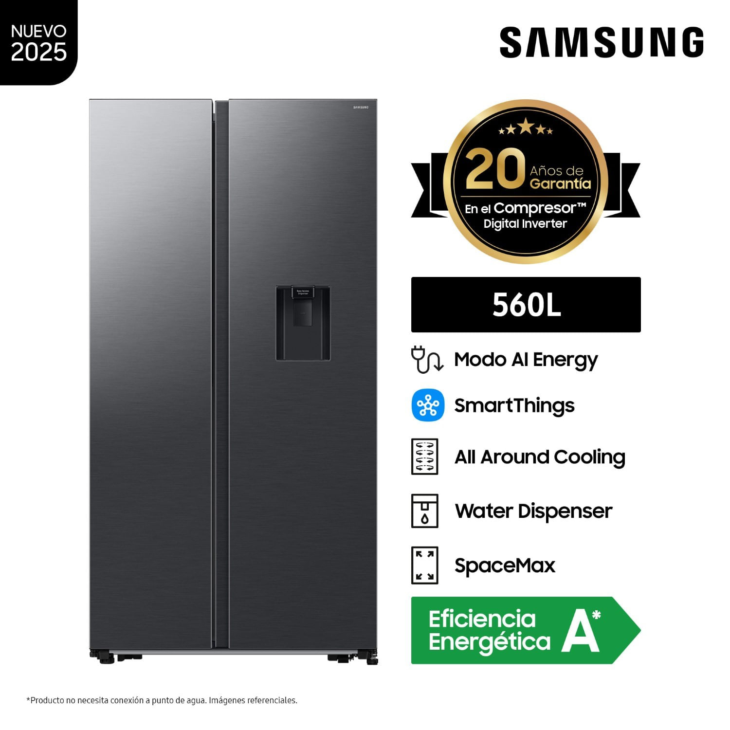 Refrigeradora Samsung All Around Cooling 560Lt Negra RS57DG4100B4/PE