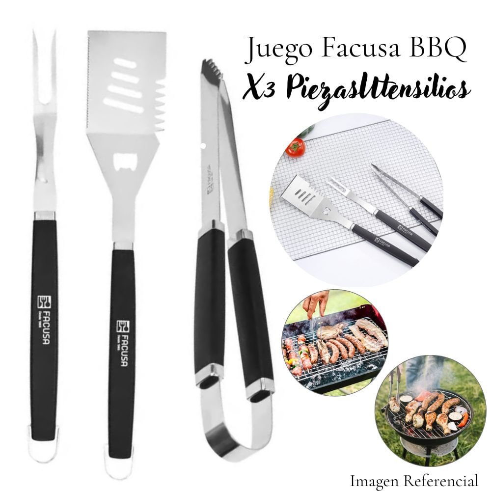 Juego de Utensilios Facusa 3 PIEZAS BBQ