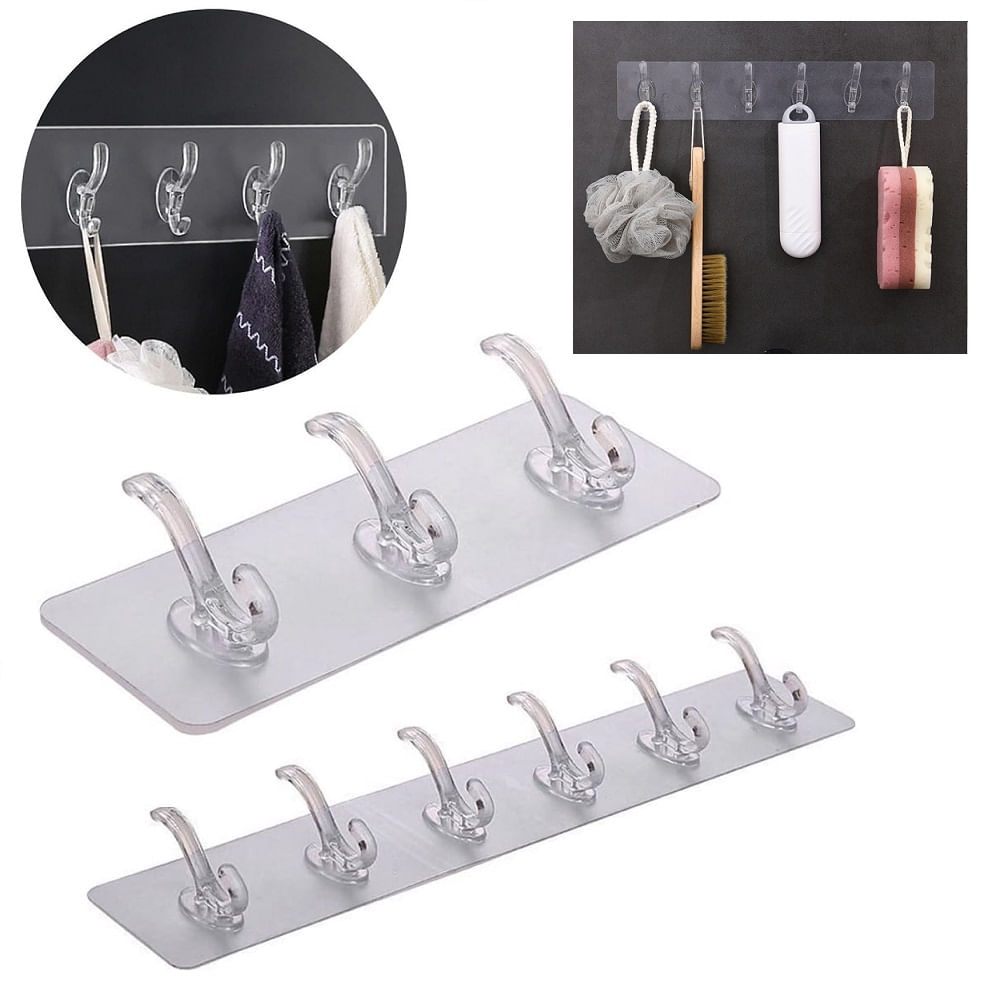 Perchero Adhesivo Colgador para Pared 6 Ganchos