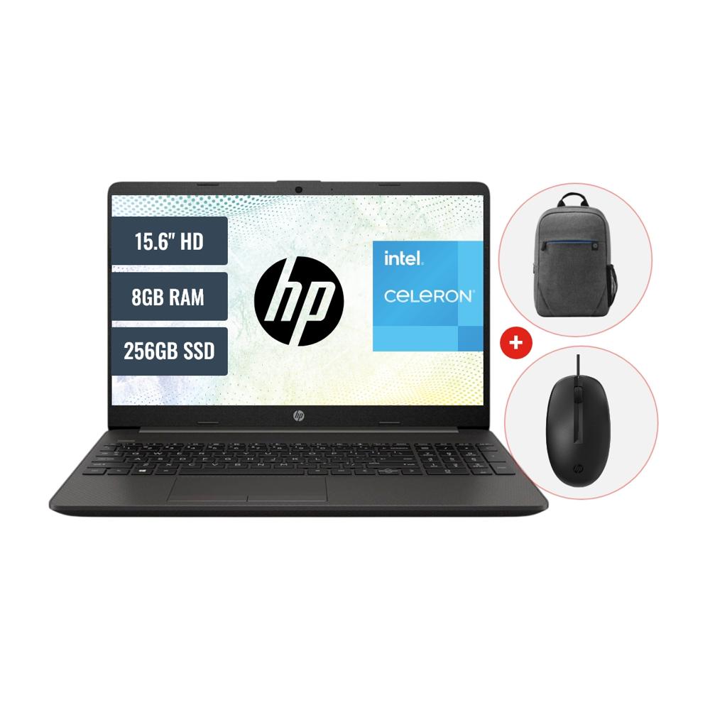 Laptop HP 250 G9 Intel Celeron N4500 8GB RAM 256GB SSD 15.6 HD FreeDOS + Mochila y Mouse A12FJLA