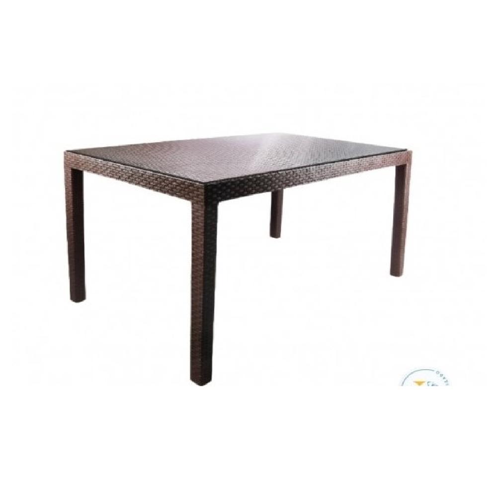 Mesa Clásica estilo Ratán Amauta color Marrón Vidrio Templado TU MESITA