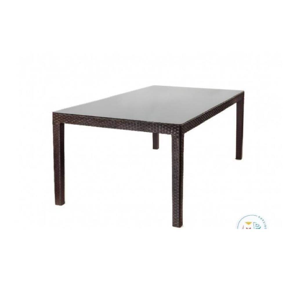 Mesa Clásica estilo Ratán Amanda color Marrón Vidrio Templado TU MESITA