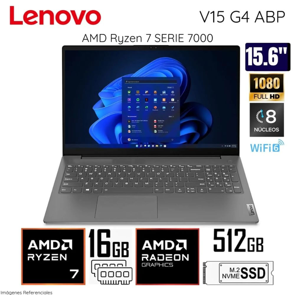 Laptop Lenovo V15 G4 ABP AMD Ryzen 7-7730U 16GB RAM 512GB SSD 15.6"" FHD - 82YY002YLM