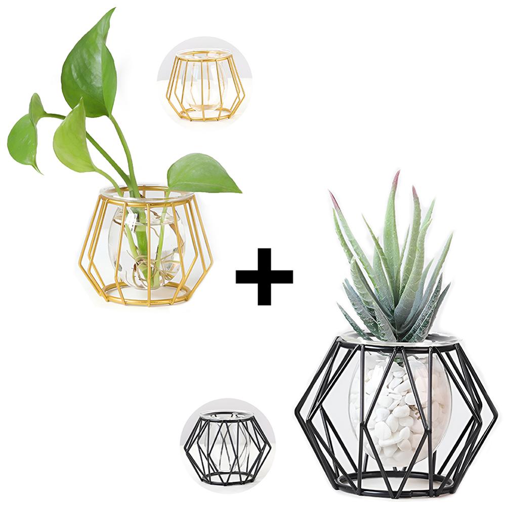 Macetero Nórdico florero decoración hogar Dorado + Macetero Nórdico florero decoración hogar Negro