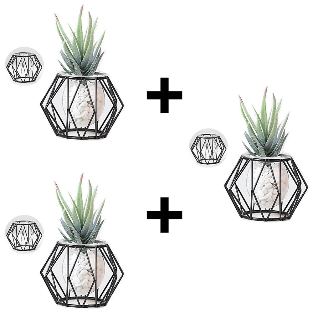 Macetero Nórdico florero para decoración del hogar minimalista Negro pack de 3x