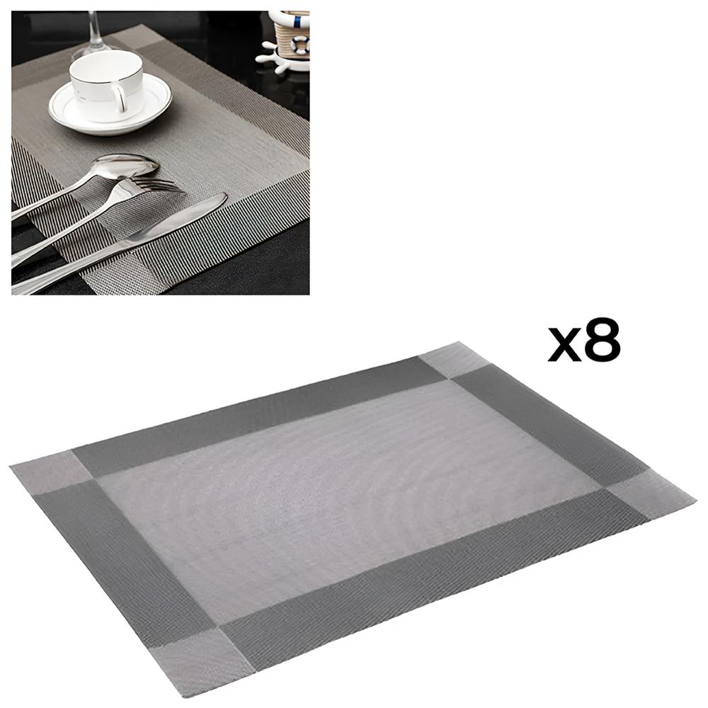 Mantel individual Rectangular Set x 8 de Mesa Minimalista Easy&Home Gris