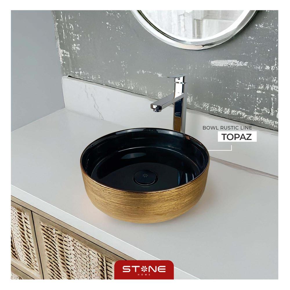 Bowl Circular Rustic Line Topaz - Stone