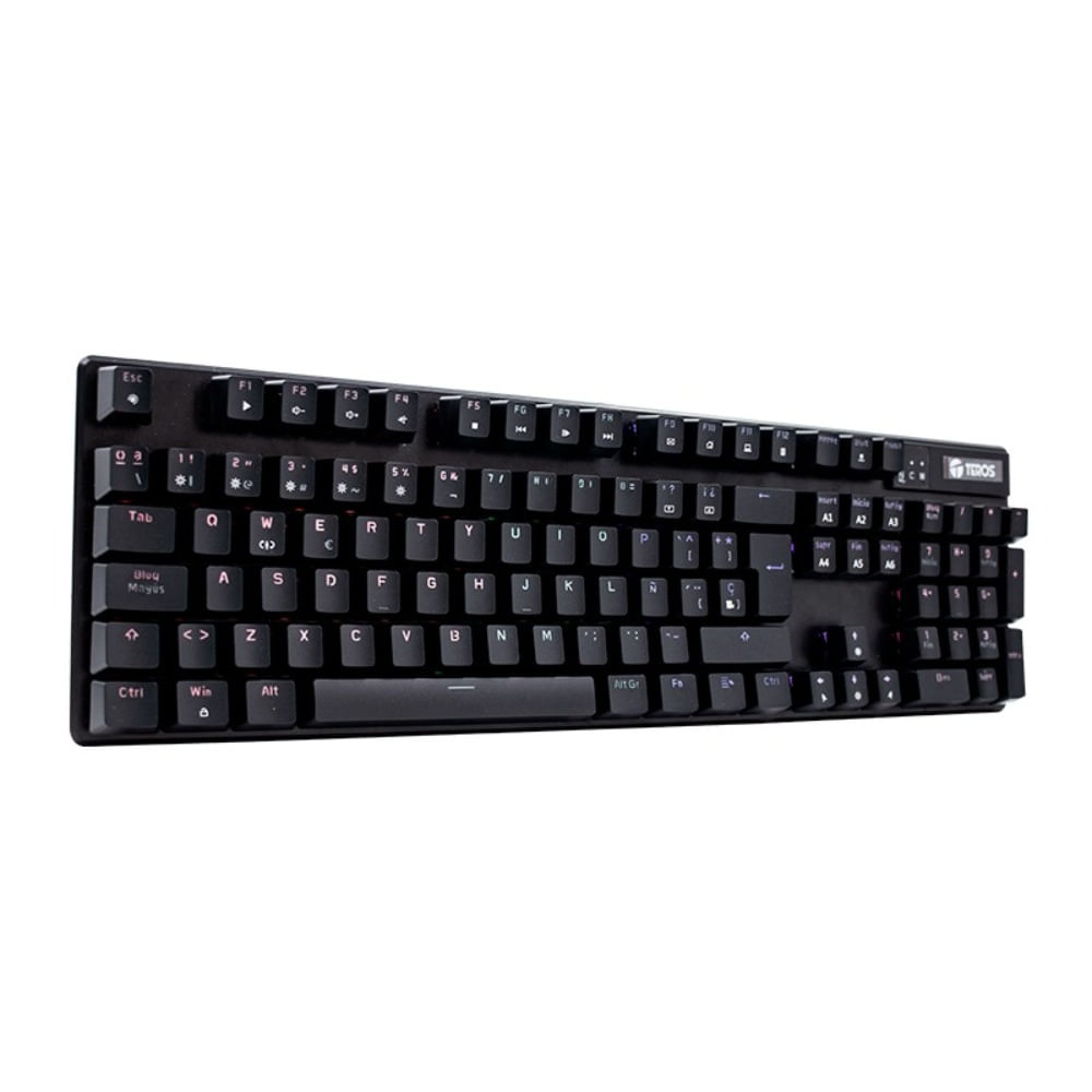 Teclado Mecanico Teros Te-4068g Retroiluminación Rainbow Usb Negro Español Latinoamérica