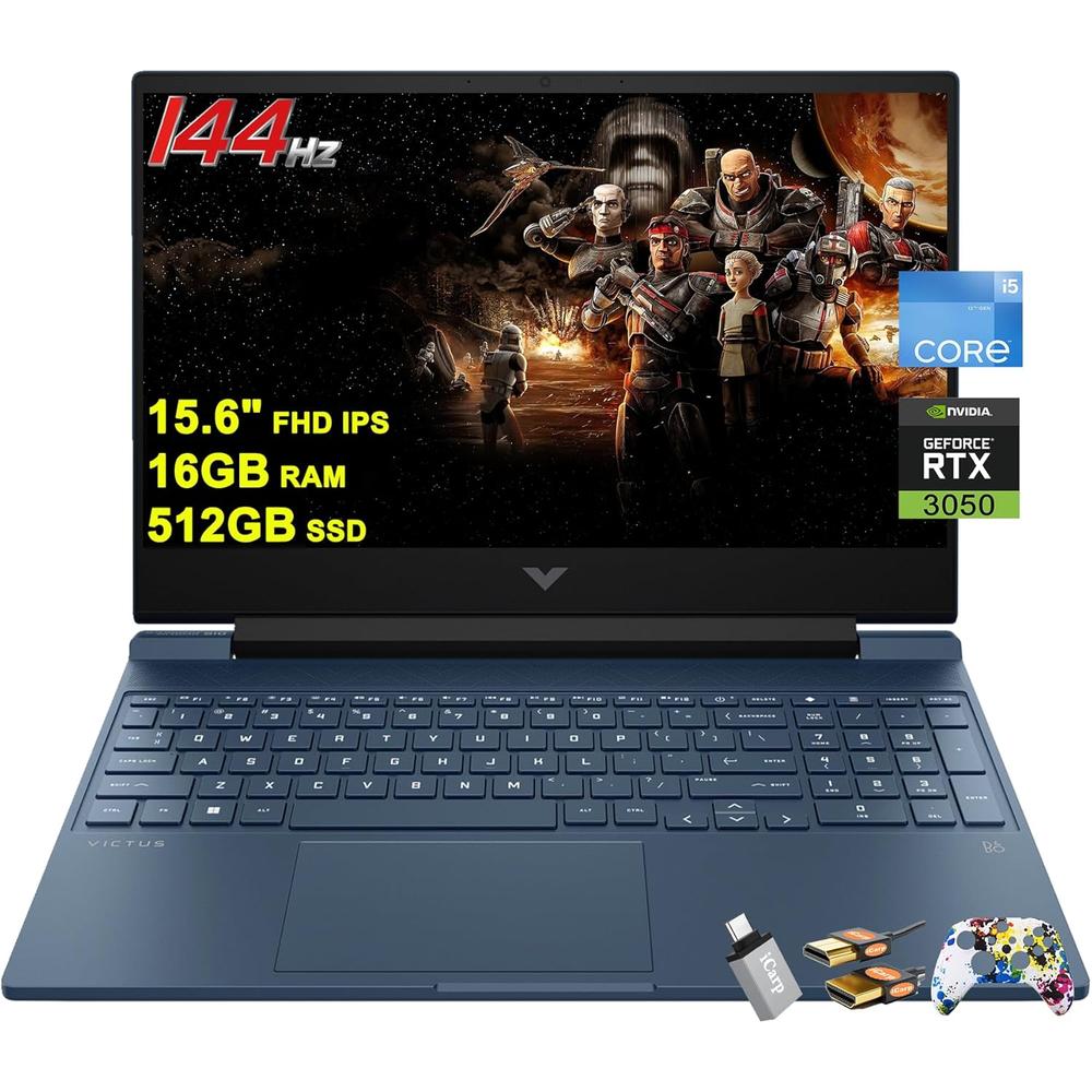 HP Laptop VICTUS 15.6"" FHD 144hz i5-12450 16GB RAM 512GB SSD RTX3050 | Azul - Teclado Inglés