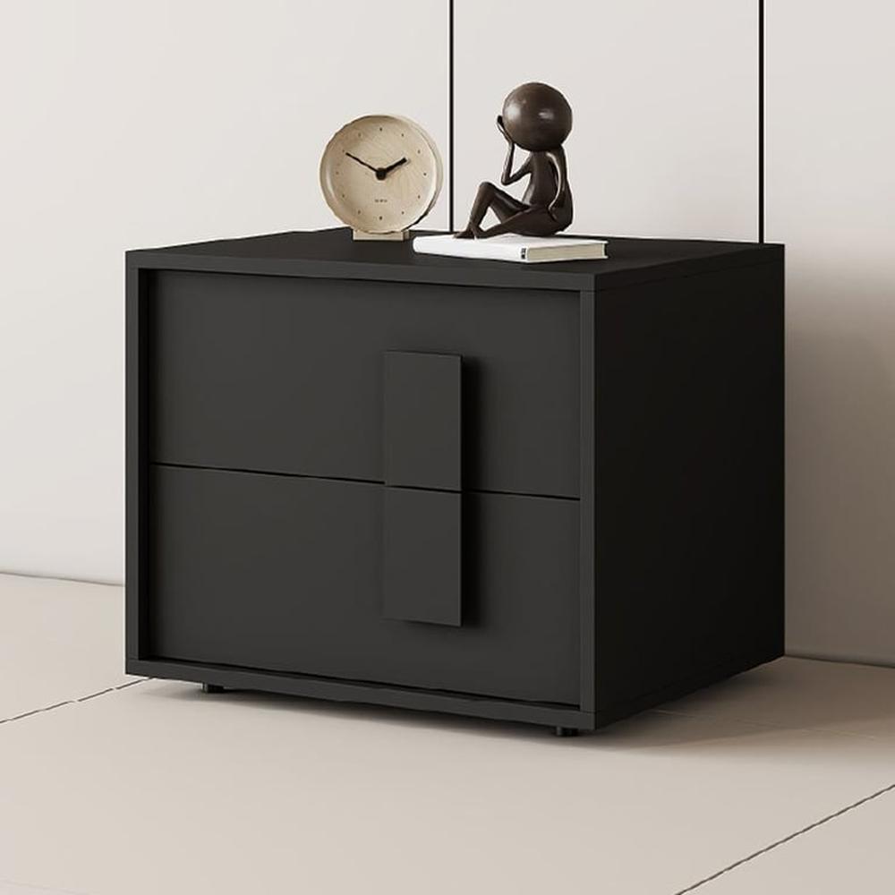 Velador Esparta 2 Cajones - Negro