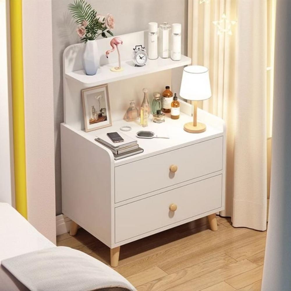 Velador Larissa 2 Cajones - Blanco