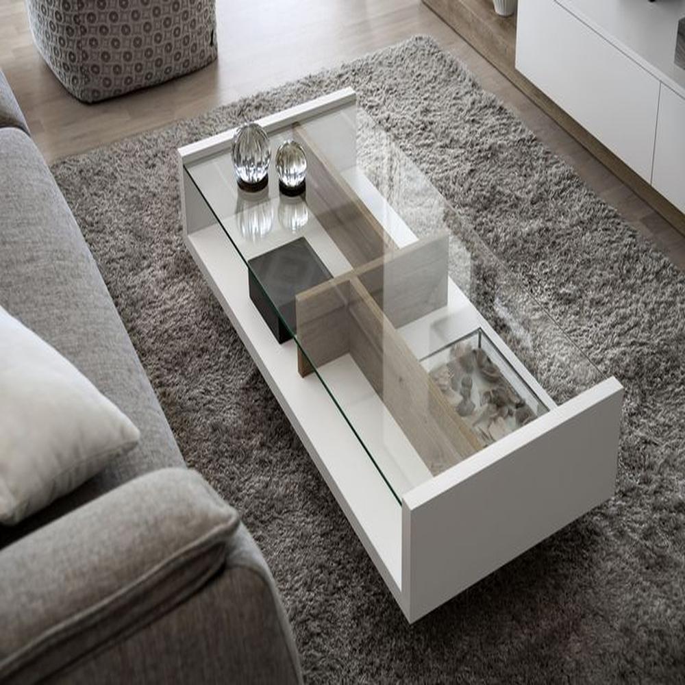 Mesa de Centro Alok - Blanco y Marrón