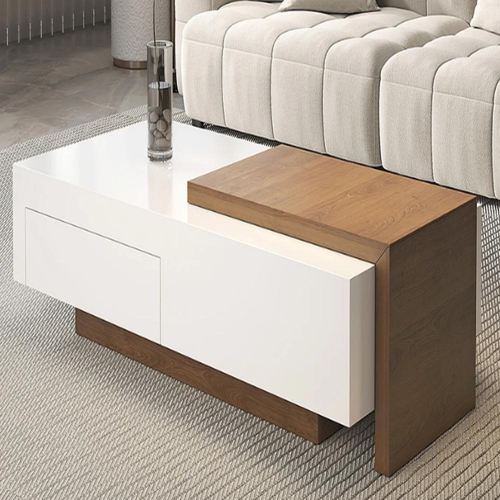 Mesa de Centro Rulet - Marrón y Blanco