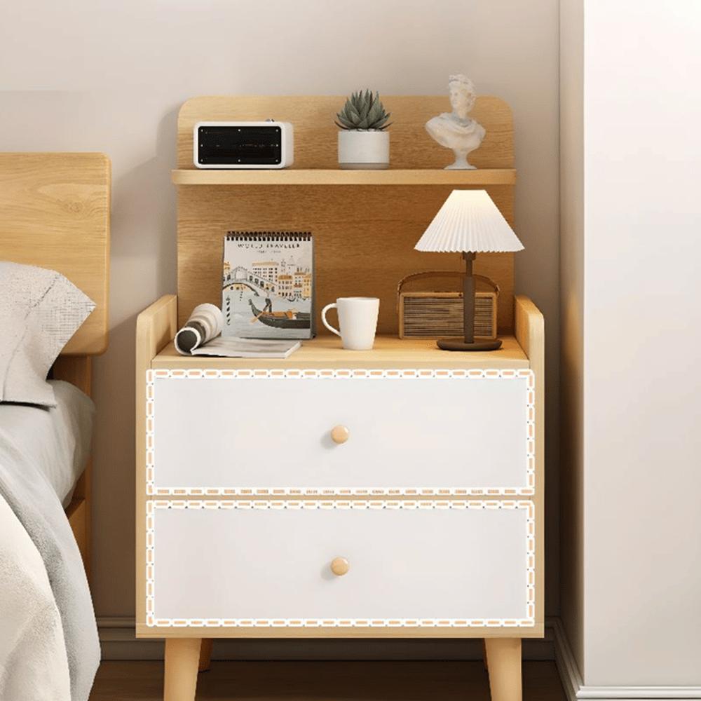 Velador Larissa 2 Cajones - Marrón y Blanco