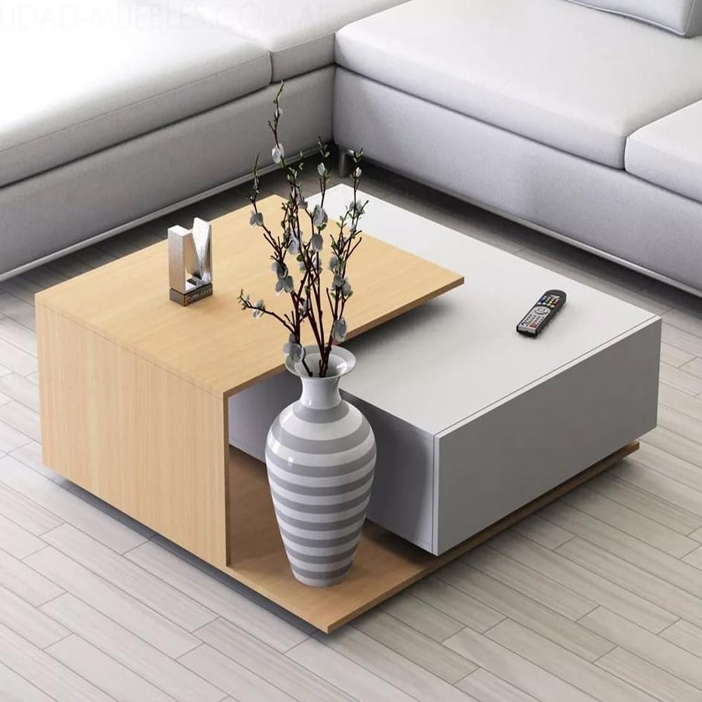 Mesa de Centro Mouse - Marrón Claro y Blanco