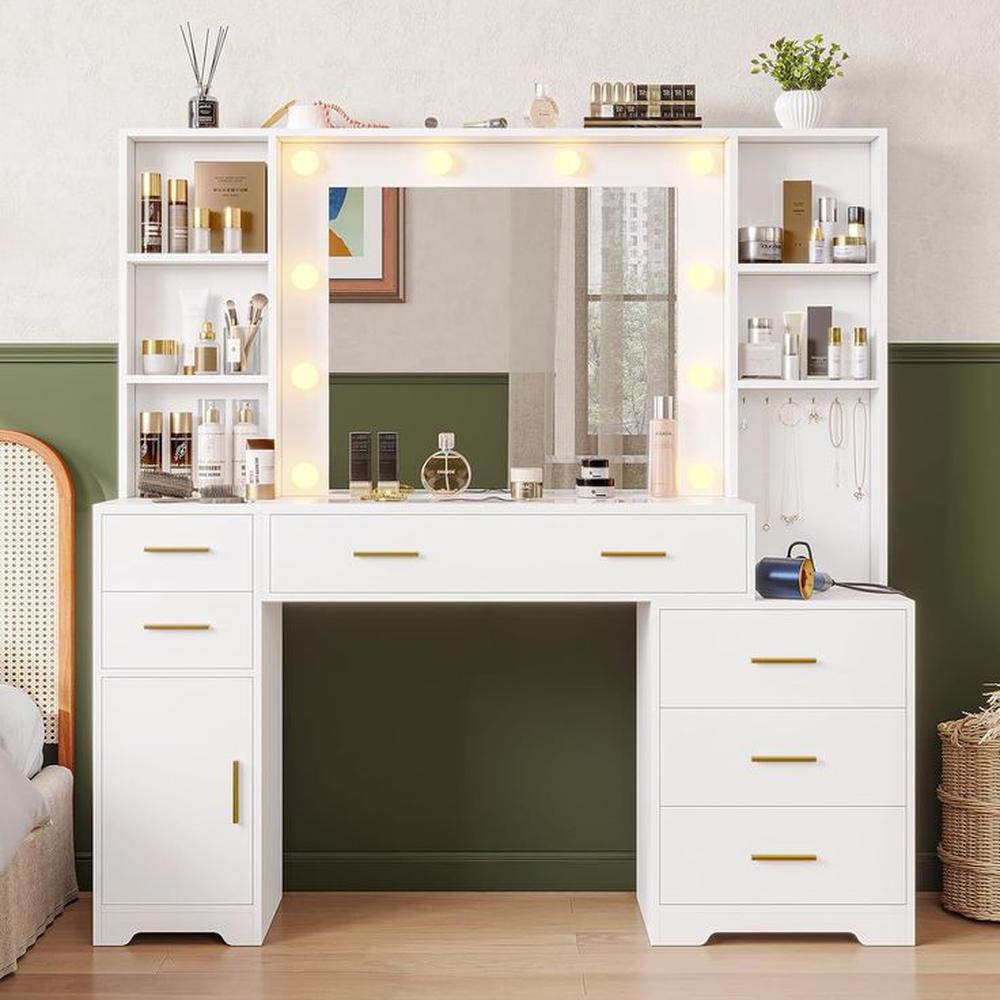 Tocador Joyero Makeup - Blanco y Dorado