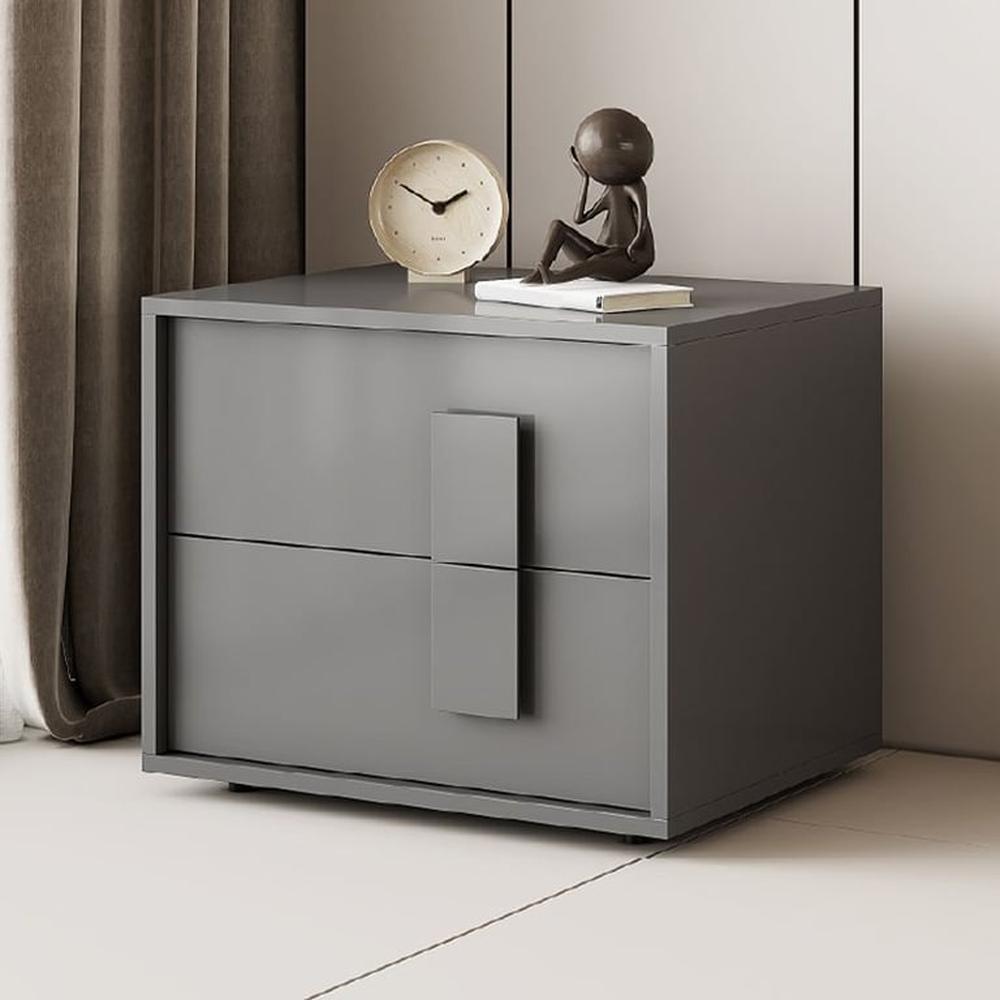 Velador Esparta 2 Cajones - Gris Oscuro