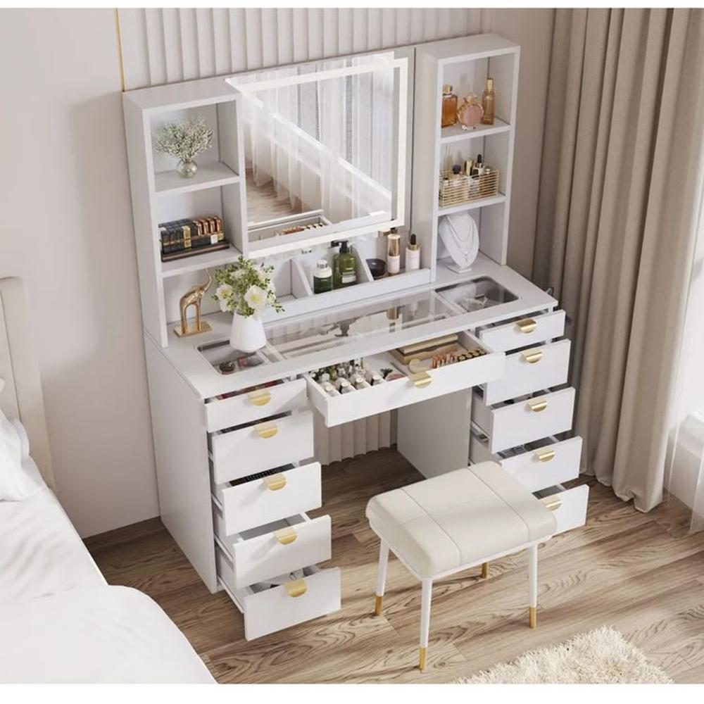 Tocador Joyero Ramsés - Blanco y Dorado