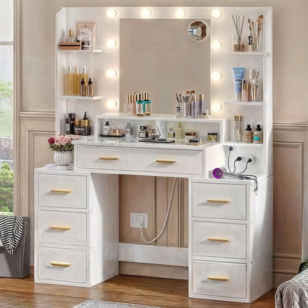 Tocador Joyero Marle - Blanco y Dorado