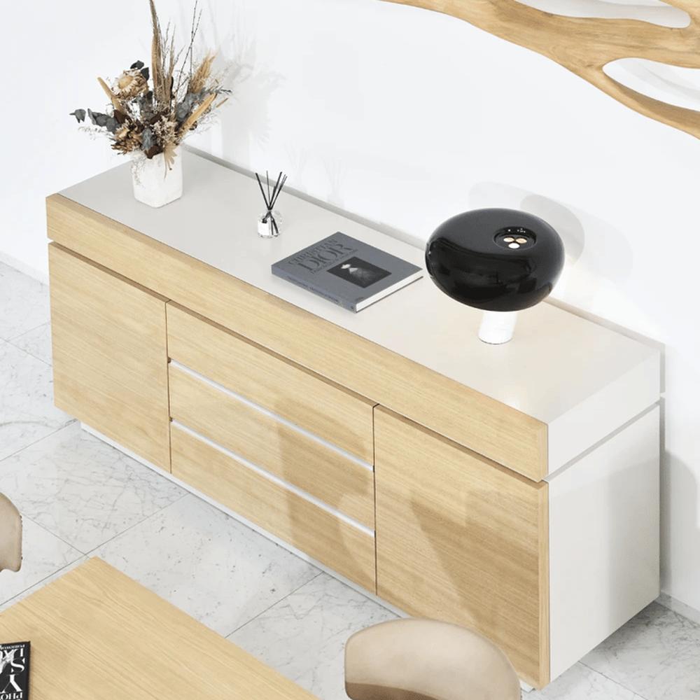 Aparador de Melamina Rectangular Marsella 3 Cajones - Vintage