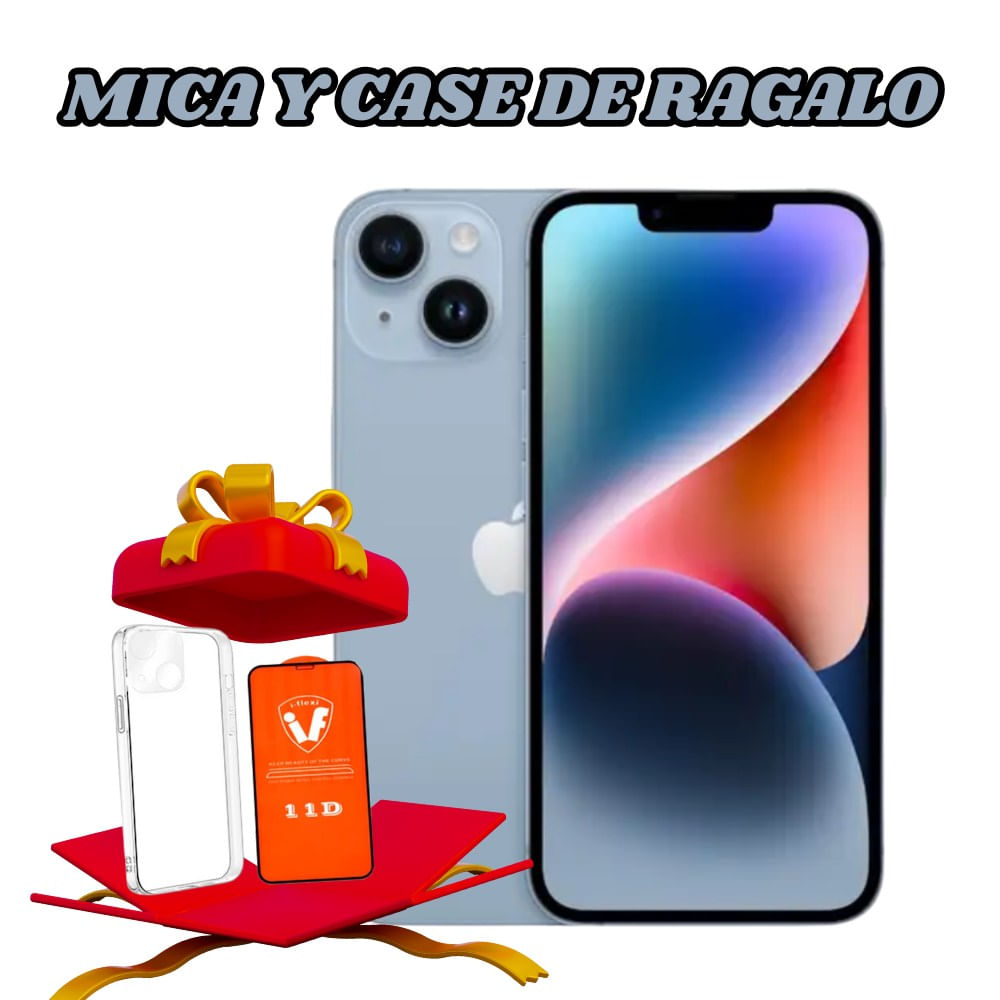 Iphone 14 128gb chip fisico color azul + regalos