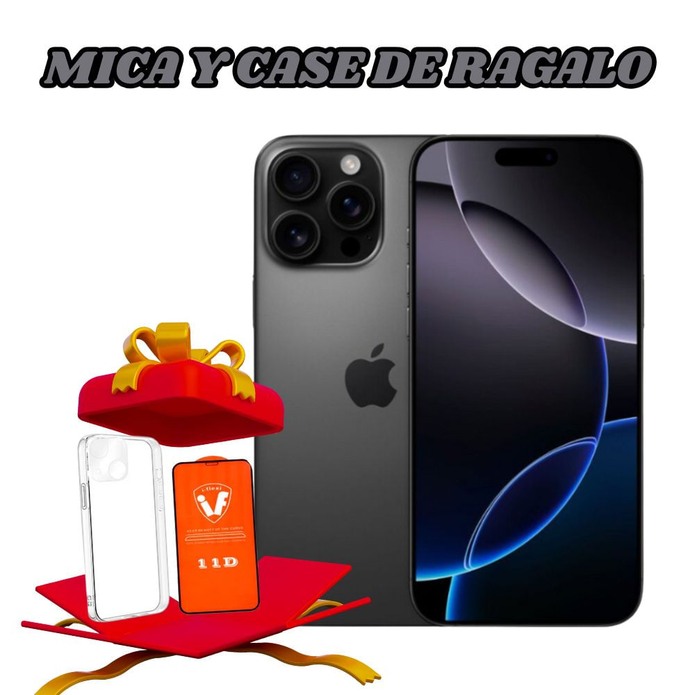 Iphone 16 pro max chip fisico 256gb color negro + regalos