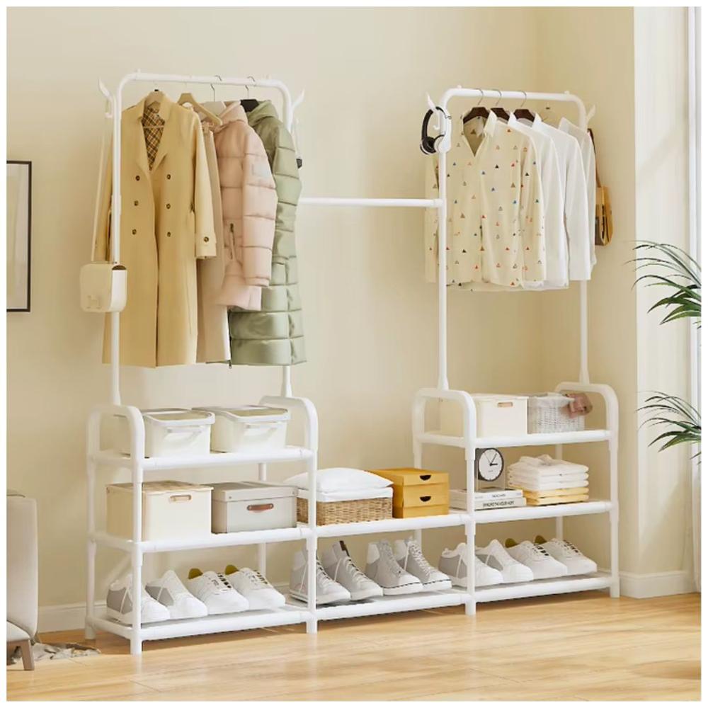 Ropero Colgador Organizador de Ropa Elegante 3 Cuerpos 140x137x26cm Blanco