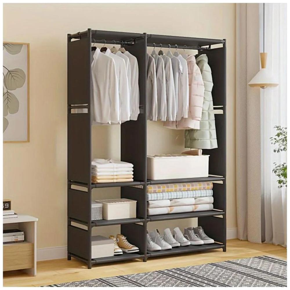 Ropero Colgador Organizador de Ropa 2 Cuerpos 170x95x36cm Negro