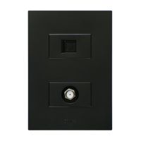 Placa Armada Orange: Toma TV Tipo F + Toma Rj-11 Telefono Matte Negro