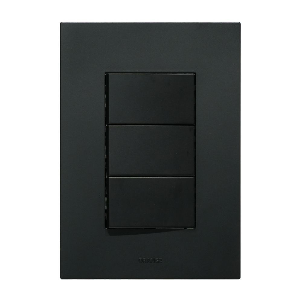 Placa Armada Orange: Interruptor Triple Matte Negro