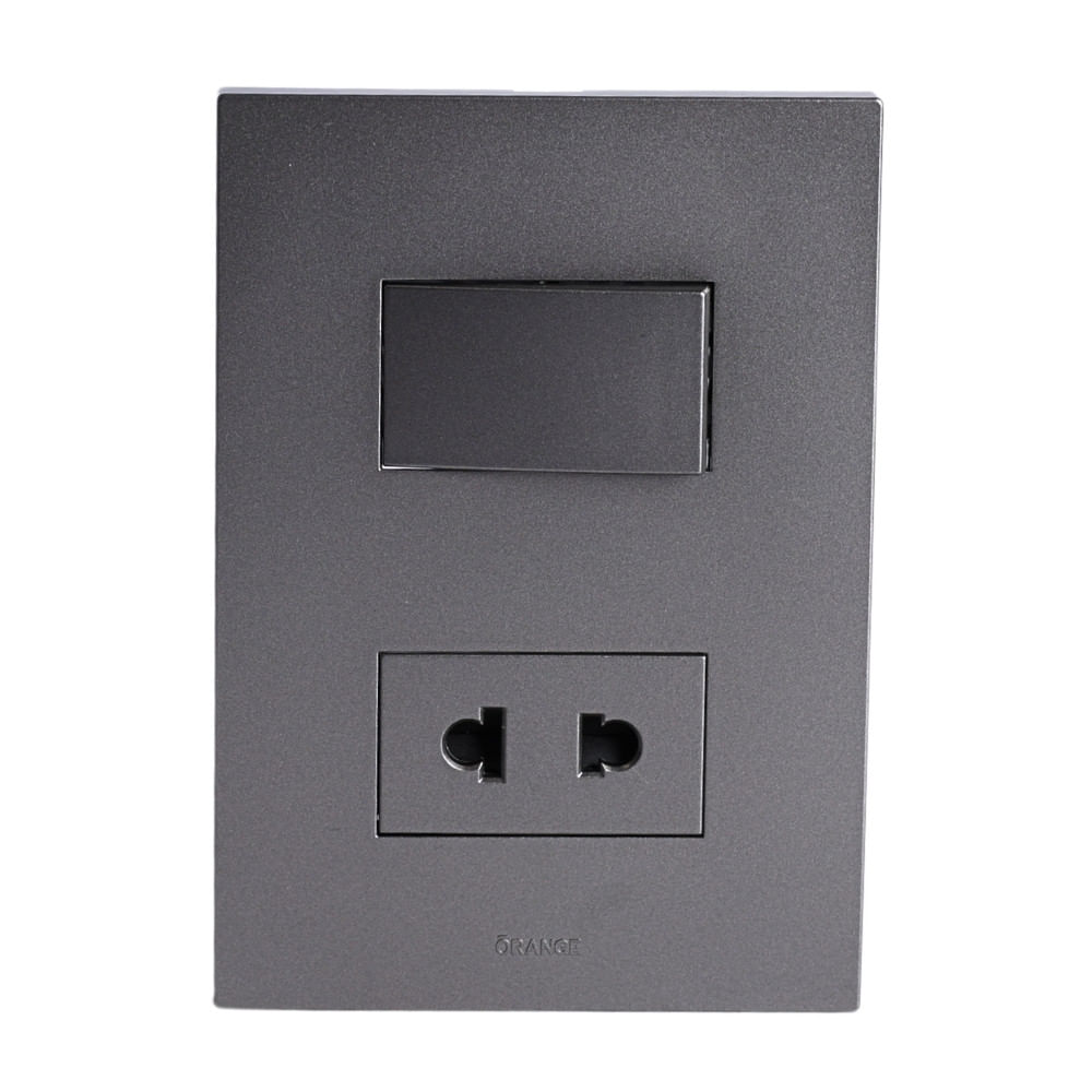 Placa Armada Orange: Interruptor + Tomacorriente Matte Terra