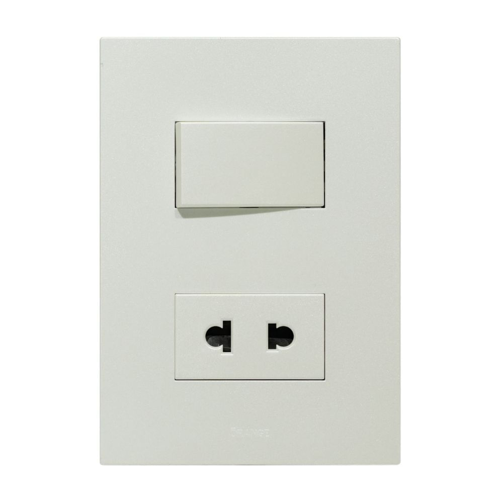 Placa Armada Orange: Interruptor + Tomacorriente Matte Blanco