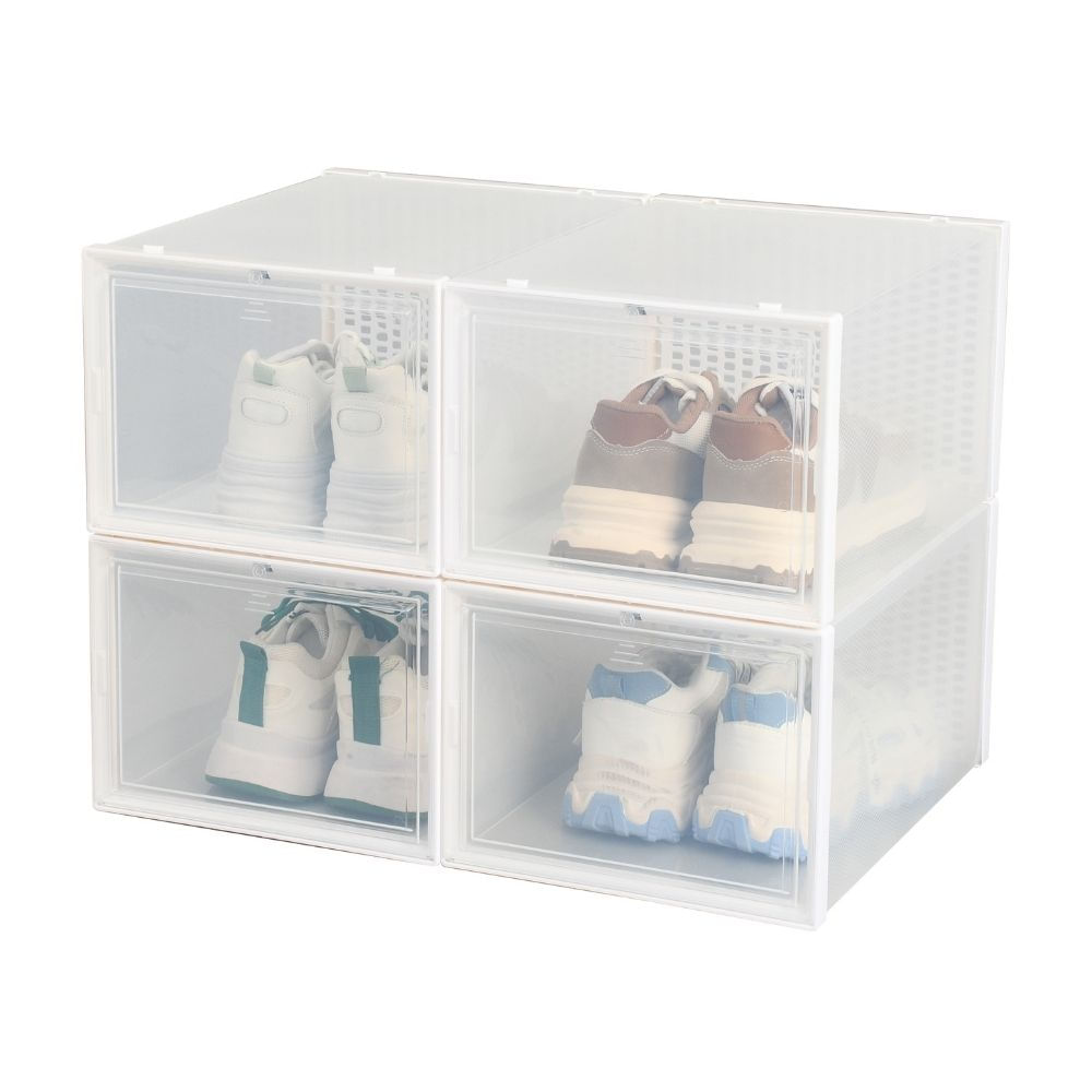 Set de 4 Cajas Plásticas Apilables Organiza Zapatos Orange