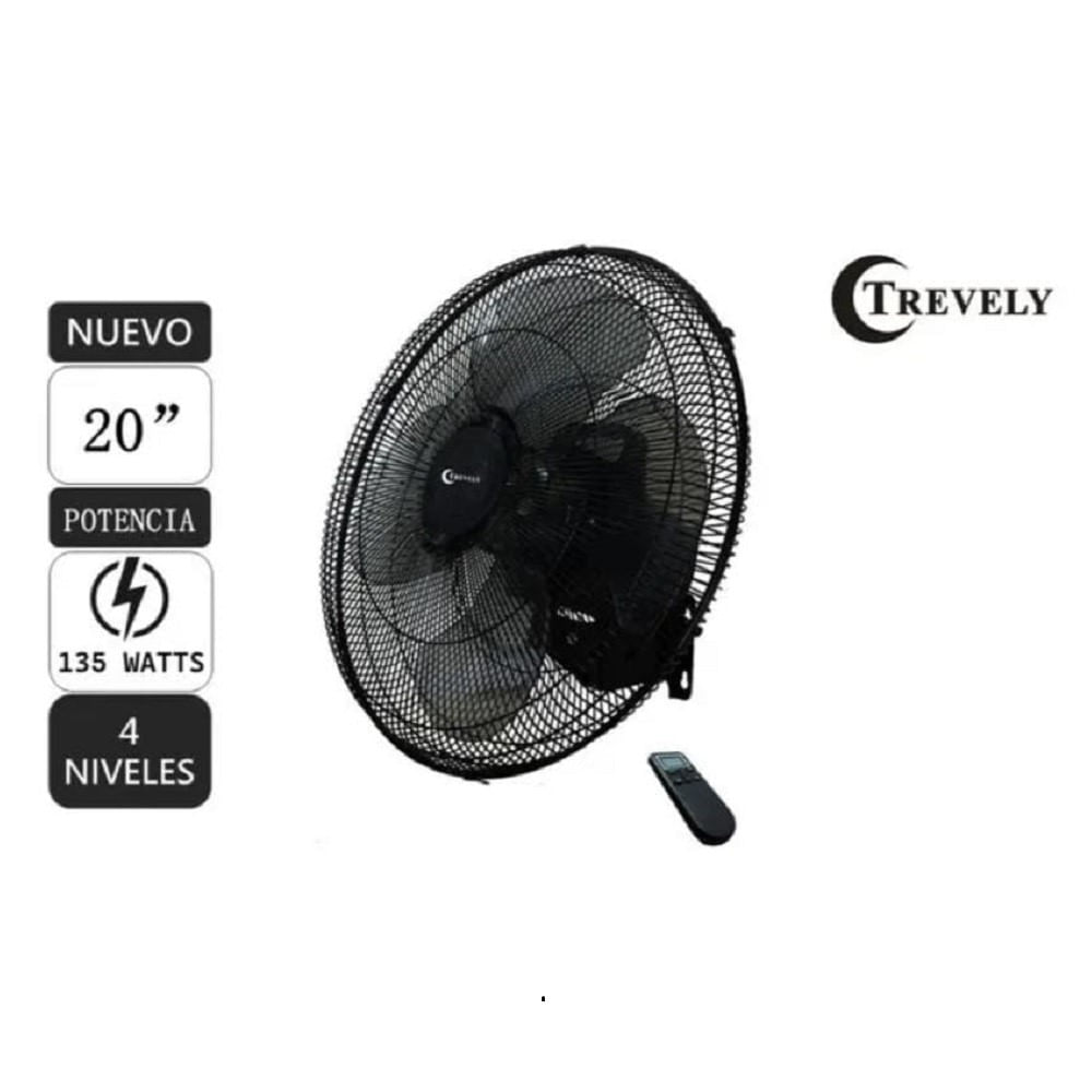 Ventilador de pared 20"" TREVELY VT-204 -control remoto - 135W - KEFGVT204