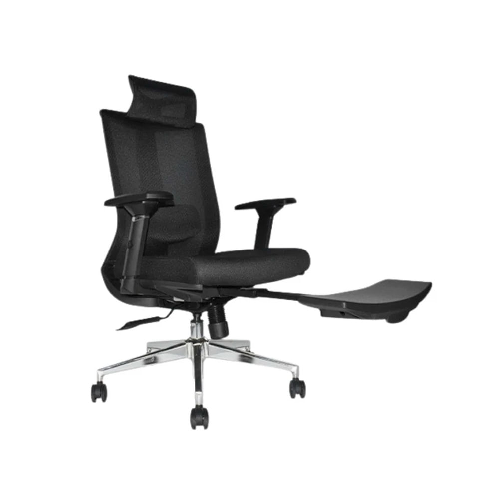 Silla De Oficina Reclinable Kum Con Reposapiés Color Negro Ofideas