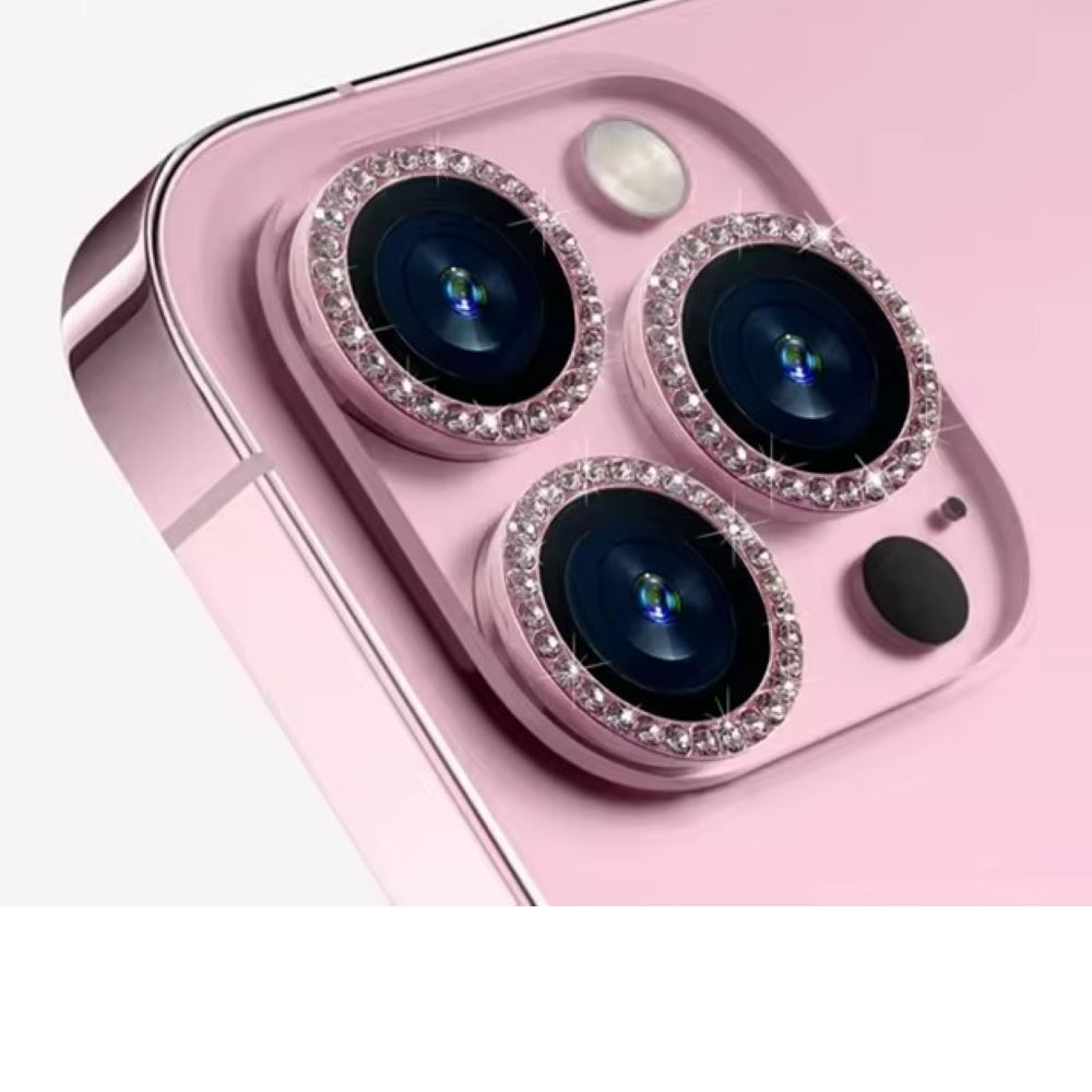Micas de cámara individuales piedras para iphone 14 pro 14 pro max rosado