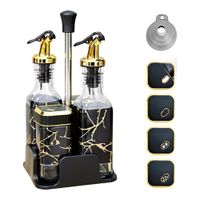Set De Dispensador De Aceite Vinagre Y Condimenteros Especieros 4 Piezas Negro