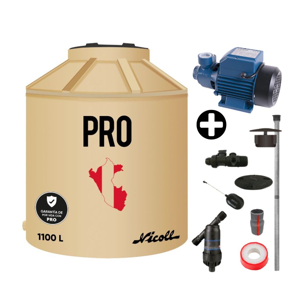 COMBO Tanque de agua Arena Pro 1100 litros + Electrobomba periférica Werken 0.5HP