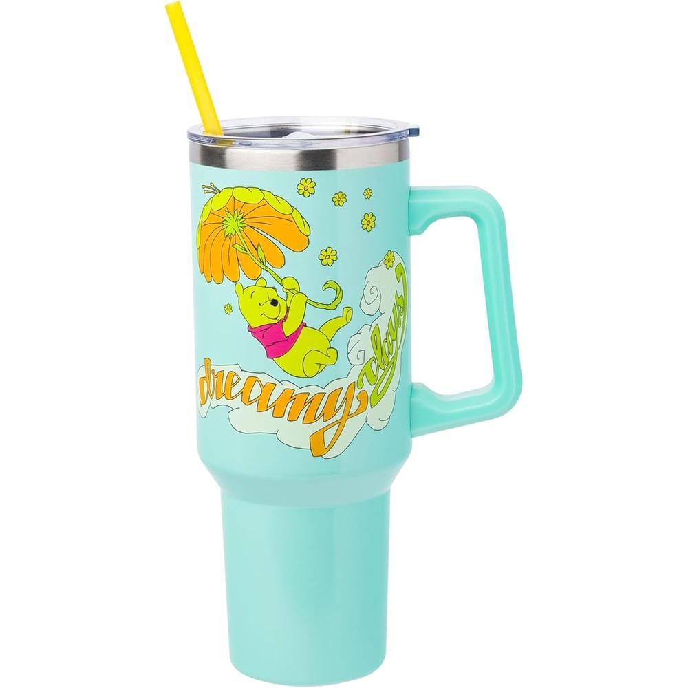 Disney | Vaso de acero inóxidable con asa y pajita de 40 OZ | Winnie Pooh