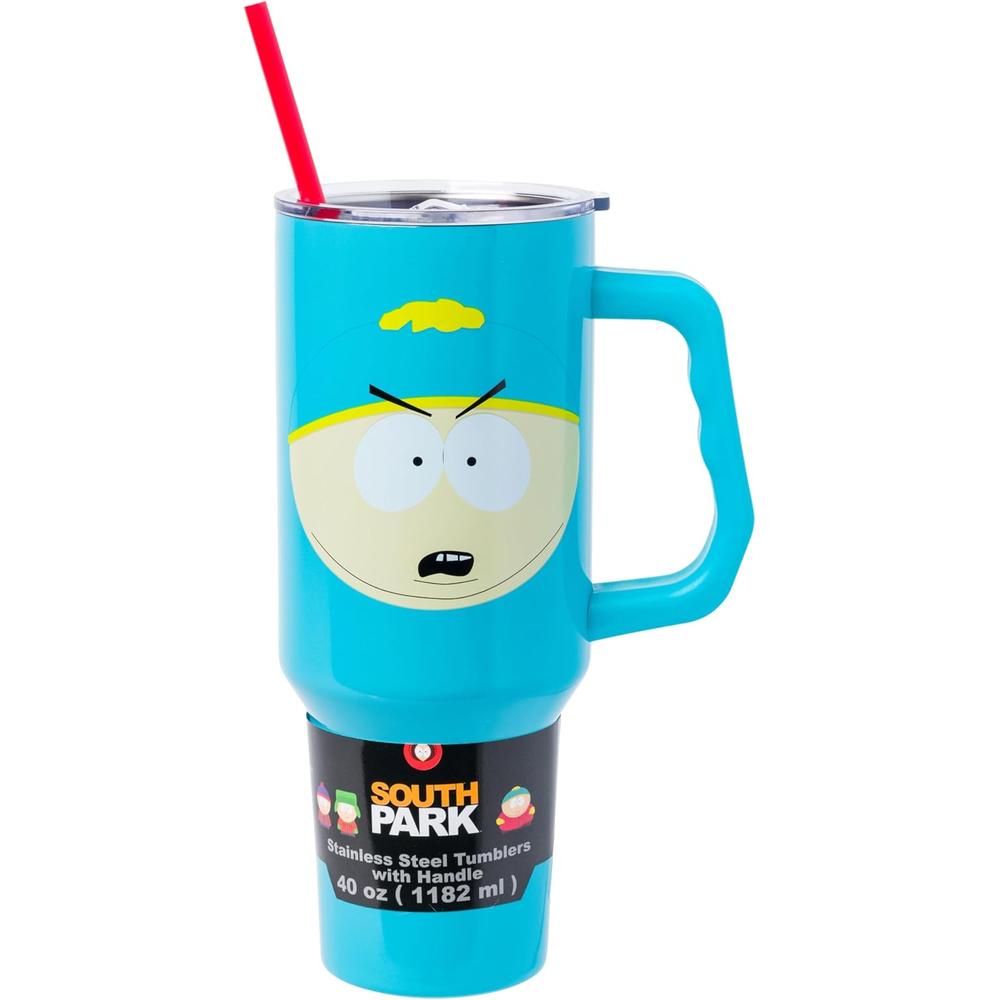 Cartman | Vaso de acero inóxidable con asa y pajita de 40 OZ