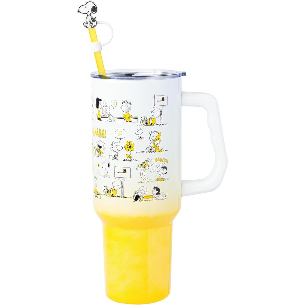 VASO DE ACERO INOXIDABLE CON ASA Y PAJITA SNOOPY | 40 OZ / 1.18 L