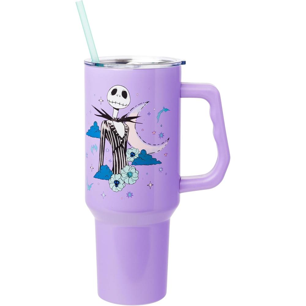 Disney | Vaso de acero inóxidable con asa y pajita de 40 OZ | Jack Purple