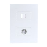 Placa Armada Orange: Toma TV Tipo F + Toma Rj-45 Cat6 Matte Blanco