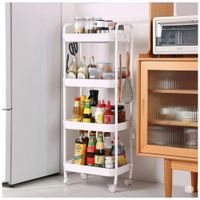 Carrito Organizador de Cocina Multiusos 4 Niveles con Ruedas 104x40x26cm Blanco