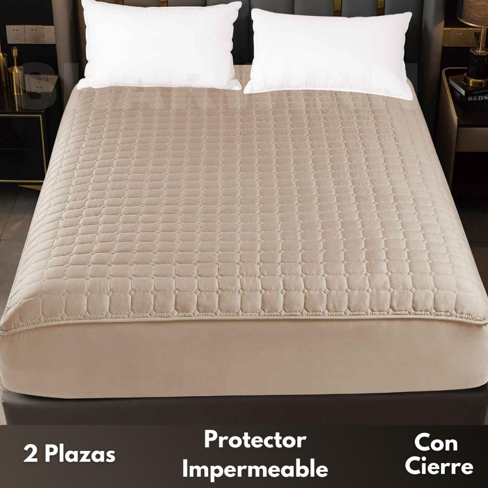 Cobertor de Colchon Protector Impermeable para Cama 2 Plz Beige